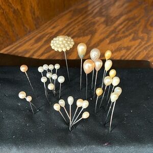 Antique Lot of Pearl Teardrop & Round Head Hat Pins. Lot of 31 pcs.